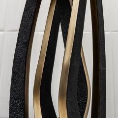  R Y Augousti Pair of Modern Lamps in Black Shagreen with Bronze Patina Brass by R Y Augousti - 4208152