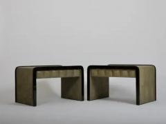  R Y Augousti R Y Augousti pair side cabinets or nightstands in green shagreen - 4128427