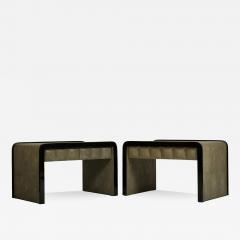  R Y Augousti R Y Augousti pair side cabinets or nightstands in green shagreen - 4129996