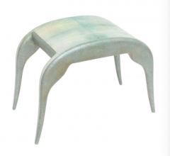  R Y Augousti R and Y Augousti French Modern White and Green Curved Shagreen Bench - 4280110
