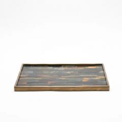  R Y Augousti Rectangular Melting Tray in Tiger Eye with Bronze Patina Brass by R Y Augousti - 3844964