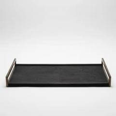  R Y Augousti Rectangular Tray in Black Shagreen with Bronze Patina Brass by R Y Augousti - 3844902