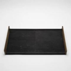  R Y Augousti Rectangular Tray in Black Shagreen with Bronze Patina Brass by R Y Augousti - 3844913