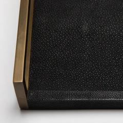  R Y Augousti Rectangular Tray in Black Shagreen with Bronze Patina Brass by R Y Augousti - 3844915