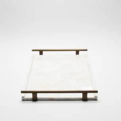  R Y Augousti Rectangular Tray in Mother of Pearl with Bronze Patina Brass by R Y Augousti - 3844767