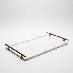  R Y Augousti Rectangular Tray in Mother of Pearl with Bronze Patina Brass by R Y Augousti - 3844768