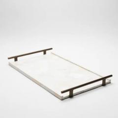  R Y Augousti Rectangular Tray in Mother of Pearl with Bronze Patina Brass by R Y Augousti - 3844769