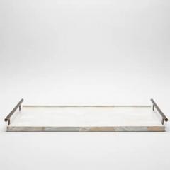  R Y Augousti Rectangular Tray in Mother of Pearl with Bronze Patina Brass by R Y Augousti - 3844770