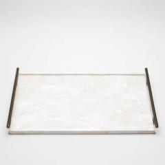  R Y Augousti Rectangular Tray in Mother of Pearl with Bronze Patina Brass by R Y Augousti - 3844815