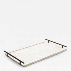  R Y Augousti Rectangular Tray in Mother of Pearl with Bronze Patina Brass by R Y Augousti - 3846095
