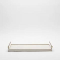  R Y Augousti Rectangular Tray in Natural Cream Shagreen Bronze Patina Brass by R Y Augousti - 3844818
