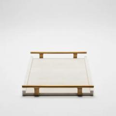  R Y Augousti Rectangular Tray in Natural Cream Shagreen Bronze Patina Brass by R Y Augousti - 3844823