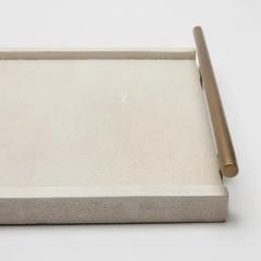  R Y Augousti Rectangular Tray in Natural Cream Shagreen Bronze Patina Brass by R Y Augousti - 3844854