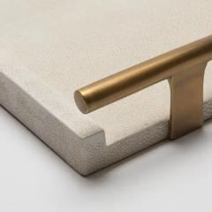  R Y Augousti Rectangular Tray in Natural Cream Shagreen Bronze Patina Brass by R Y Augousti - 3844855