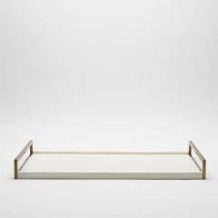  R Y Augousti Rectangular Tray in Natural Cream Shagreen Bronze Patina Brass by R Y Augousti - 3844971