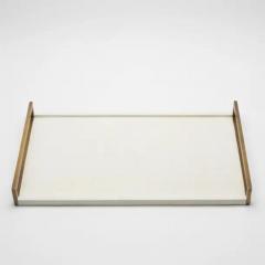  R Y Augousti Rectangular Tray in Natural Cream Shagreen Bronze Patina Brass by R Y Augousti - 3844977