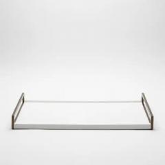  R Y Augousti Rectangular Tray in White Shagreen with Bronze Patina Brass by R Y Augousti - 3844941