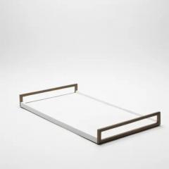  R Y Augousti Rectangular Tray in White Shagreen with Bronze Patina Brass by R Y Augousti - 3844942