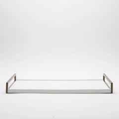  R Y Augousti Rectangular Tray in White Shagreen with Bronze Patina Brass by R Y Augousti - 3844944