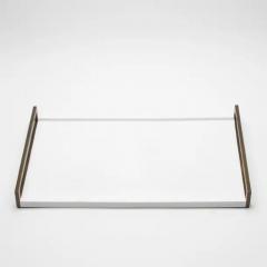  R Y Augousti Rectangular Tray in White Shagreen with Bronze Patina Brass by R Y Augousti - 3844961