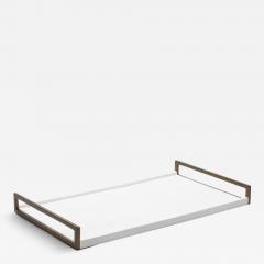  R Y Augousti Rectangular Tray in White Shagreen with Bronze Patina Brass by R Y Augousti - 3846111