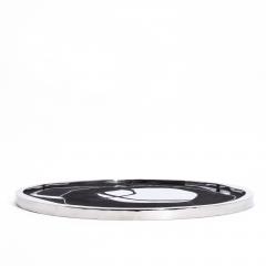  R Y Augousti Round Shagreen Tray with Polished Stainless Steel by R Y Augousti - 4236269