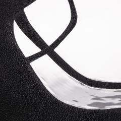  R Y Augousti Round Shagreen Tray with Polished Stainless Steel by R Y Augousti - 4236273
