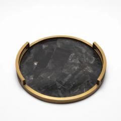  R Y Augousti Round Tray in Black Quartz with Bronze Patina Brass by R Y Augousti - 3844993