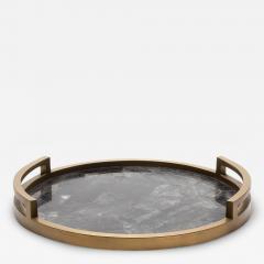  R Y Augousti Round Tray in Black Quartz with Bronze Patina Brass by R Y Augousti - 3846118