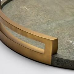  R Y Augousti Round Tray in Grey Shagreen with Bronze Patina Brass by R Y Augousti - 3845012