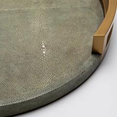  R Y Augousti Round Tray in Grey Shagreen with Bronze Patina Brass by R Y Augousti - 3845014