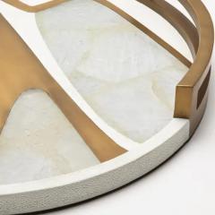  R Y Augousti Round Tray in Shagreen with White Quartz and Brass Insert by R Y Augousti - 3844999