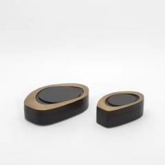  R Y Augousti Set of 2 Boxes in Black Oak with Bronze Patina Brass by R Y Augousti - 3869681