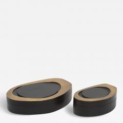  R Y Augousti Set of 2 Boxes in Black Oak with Bronze Patina Brass by R Y Augousti - 3878802