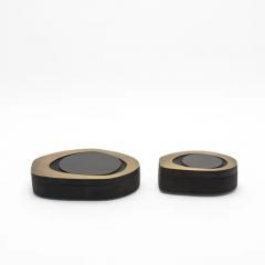  R Y Augousti Set of 2 Boxes in Black Shagreen with Pen Shell and Brass Details by R Y Augoust - 3869683