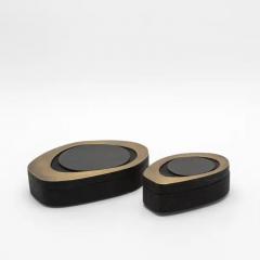 R Y Augousti Set of 2 Boxes in Black Shagreen with Pen Shell and Brass Details by R Y Augoust - 3869731