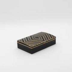  R Y Augousti Set of 3 Boxes in Black Oak with Black Shell and Brass Details by R Y Augousti - 3869576