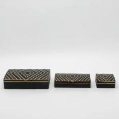  R Y Augousti Set of 3 Boxes in Black Oak with Black Shell and Brass Details by R Y Augousti - 3869612