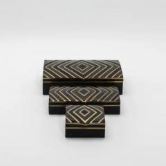  R Y Augousti Set of 3 Boxes in Black Oak with Black Shell and Brass Details by R Y Augousti - 3869624