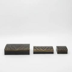  R Y Augousti Set of 3 Boxes in Black Oak with Brass Details by R Y Augousti - 3869686