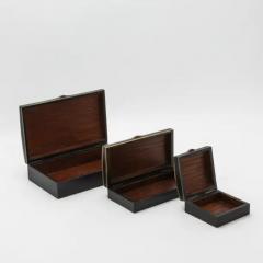  R Y Augousti Set of 3 Boxes in Black Oak with Brass Details by R Y Augousti - 3869691