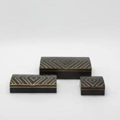  R Y Augousti Set of 3 Boxes in Black Oak with Brass Details by R Y Augousti - 3869729