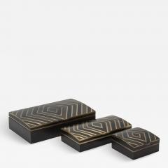  R Y Augousti Set of 3 Boxes in Black Oak with Brass Details by R Y Augousti - 3878803