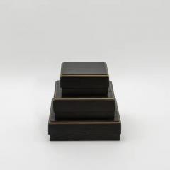  R Y Augousti Set of 3 Boxes in Black Oak with Brass Frame by R Y Augousti - 3844602