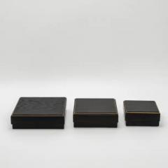  R Y Augousti Set of 3 Boxes in Black Oak with Brass Frame by R Y Augousti - 3844603