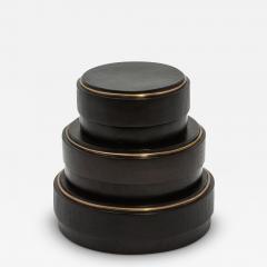  R Y Augousti Set of 3 Boxes in Black Oak with Brass Frame by R Y Augousti - 3846082