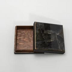  R Y Augousti Set of 3 Boxes in Black Shagreen and Quartz with Brass Frame by R Y Augousti - 3844748