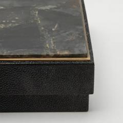  R Y Augousti Set of 3 Boxes in Black Shagreen and Quartz with Brass Frame by R Y Augousti - 3844754