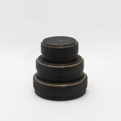  R Y Augousti Set of 3 Boxes in Black Shagreen with Brass Frame by R Y Augousti - 3844632