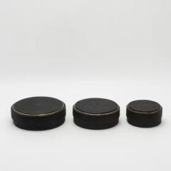  R Y Augousti Set of 3 Boxes in Black Shagreen with Brass Frame by R Y Augousti - 3844636